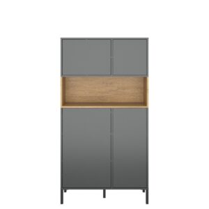 Ραφιέρα Beril Ανθρακί-Χρυσό Δρυς 90x42x170cm