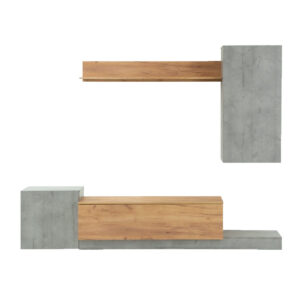 Σύνθεση Τηλεόρασης Lucky 246.3x37x193cm Γκρι-Χρυσό Δρυς