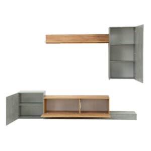 Σύνθεση Τηλεόρασης Lucky 246.3x37x193cm Γκρι-Χρυσό Δρυς