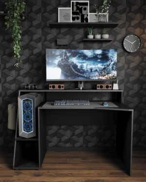 Access γραφείο gaming 138x67x94εκ. Γκρι / Μαύρο