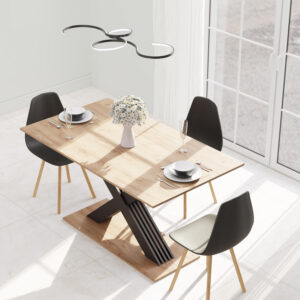 Τραπέζι Επεκτεινόμενο Cross Χρυσό Δρυς-Ανθρακί 150-185x85x76.2cm