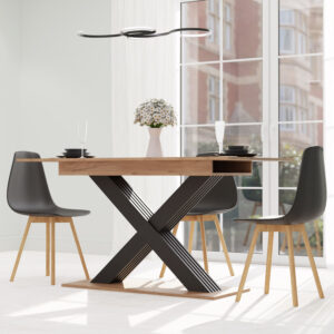 Τραπέζι Επεκτεινόμενο Cross Χρυσό Δρυς-Ανθρακί 150-185x85x76.2cm