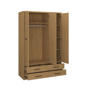 Ντουλάπα Τρίφυλλη με καθρέφτη Pavi Βελανιδιά 124.6x55.1x197.2cm