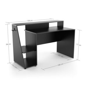 Access γραφείο gaming 138x67x94εκ. Γκρι / Μαύρο