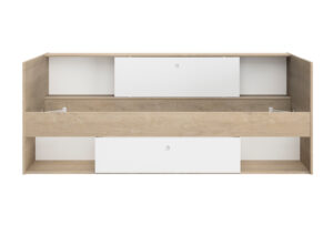 Alicia κρεβάτι μονό 116x204x79εκ. ( για στρώμα 90x200εκ. ) με αποθηκευτικούς χώρους Λευκό/Natural Chestnut