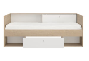 Alicia κρεβάτι μονό 116x204x79εκ. ( για στρώμα 90x200εκ. ) με αποθηκευτικούς χώρους Λευκό/Natural Chestnut