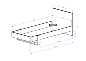 Duplex Κρεβάτι Μονό 100x204εκ. ( για στρώμα 90x200εκ.) Black/Natural Chestnut