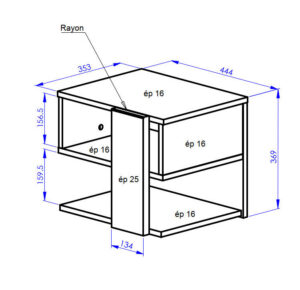 Duplex Κομοδίνο 44x38x37εκ.Black/Natural Chestnut