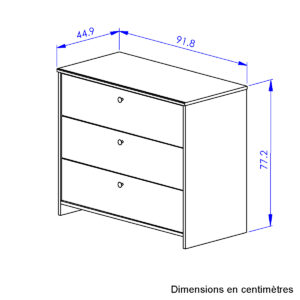 Claustra συρταριέρα με 3 συρτάρια 92x45x78εκ. Blond Oak / Μαύρο