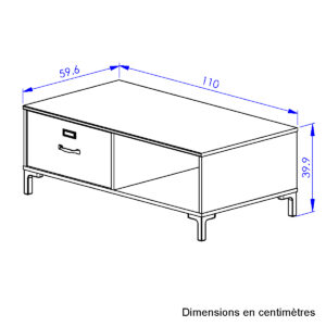 Manchester Tραπεζάκι σαλονιού με ένα συρτάρι 110x60x40εκ. Helvezia Oak / Black