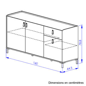 Amsterdam Mπουφές με 3 πόρτες και 1 συρτάρι 160x45x79εκ. Natural Chestnut / Black
