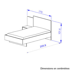 Mimizan κρεβάτι ημίδιπλο με 1 κρεμαστό κομοδίνο 170x206εκ. ( για στρώμα 120x200εκ. ) Helvezia Oak / Black