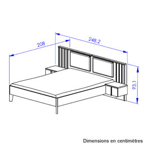 Rivoli κρεβάτι διπλό 249x208x93εκ. ( για στρώμα 160x200εκ. ) με δύο κρεμαστά κομοδίνα , κρυφό φωτισμό στα κομοδίνα Artisan Oak / Black
