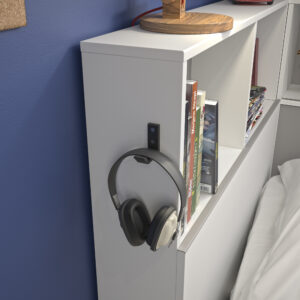 Erwan κρεβάτι μονό 120x221εκ. ( για στρώμα 90x200εκ. ) Moon Grey/White με αποθηκευτικό συρτάρι