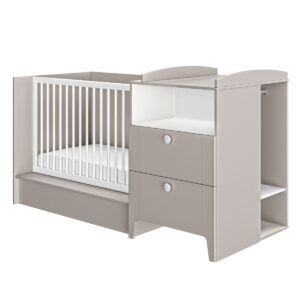 Guimauve Πολυμορφικό βρεφικό κρεβάτι 60x120εκ. με αλλαξιέρα Grey Moon μετατρεπόμενο σε μονό κρεβάτι, συρταριέρα & βιβλιοθήκη