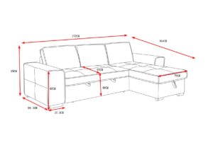 Merano γωνιακός καναπές κρεβάτι με αποθηκευτικό χώρο 272x164εκ. Ανοιχτό Γκρι με αναστρέψιμη γωνία