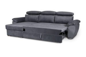 Como II Γωνιακός καναπές κρεβάτι με αποθηκευτικό χώρο 265x166εκ. με αναστρέψιμη γωνία Γκρι Σκούρο