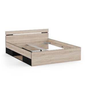 Michigan κρεβάτι με δυο συρτάρια 165x204x74εκ. ( για στρώμα 160x200εκ. ) Brushed Oak / Μαύρο