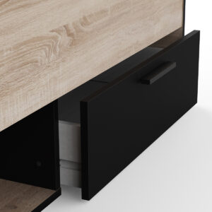 Michigan κρεβάτι με δυο συρτάρια 165x204x74εκ. ( για στρώμα 160x200εκ. ) Brushed Oak / Μαύρο