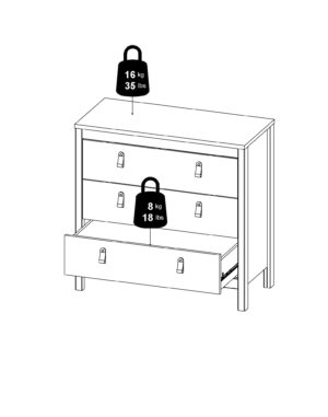 Madrid συρταριέρα με 3 συρτάρια 82,3x38,4x79,7εκ. Jackson Hickory