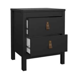 Madrid κομοδίνο με 2 συρτάρια 43,8x38,4x54,1εκ. Μαύρο