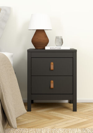 Madrid κομοδίνο με 2 συρτάρια 43,8x38,4x54,1εκ. Μαύρο