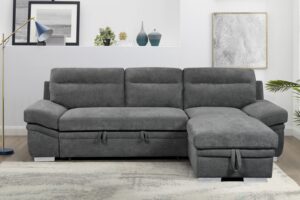 Morel Γωνιακός καναπές κρεβάτι με αποθηκευτικό χώρο 262x159x92εκ. Γκρι με αναστρέψιμη γωνία