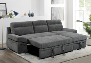 Morel Γωνιακός καναπές κρεβάτι με αποθηκευτικό χώρο 262x159x92εκ. Γκρι με αναστρέψιμη γωνία