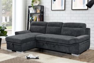 Morel Γωνιακός καναπές κρεβάτι με αποθηκευτικό χώρο 262x159x92εκ. Γκρι σκούρο με αναστρέψιμη γωνία