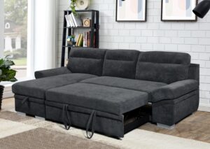 Morel Γωνιακός καναπές κρεβάτι με αποθηκευτικό χώρο 262x159x92εκ. Γκρι σκούρο με αναστρέψιμη γωνία