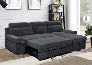 Morel Γωνιακός καναπές κρεβάτι με αποθηκευτικό χώρο 262x159x92εκ. Γκρι σκούρο με αναστρέψιμη γωνία