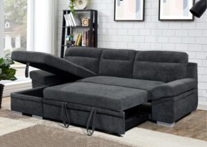 Morel Γωνιακός καναπές κρεβάτι με αποθηκευτικό χώρο 262x159x92εκ. Γκρι σκούρο με αναστρέψιμη γωνία