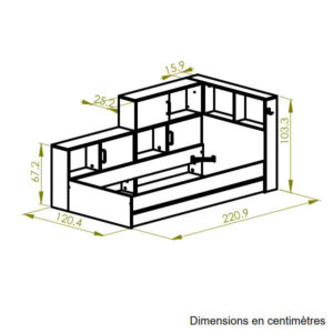 Erwan κρεβάτι μονό 120x221εκ. ( για στρώμα 90x200εκ. ) Natural Chestnut/White με αποθηκευτικό συρτάρι