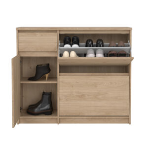 Naia παπουτσοθήκη με 2 πτυσσόμενες πόρτες 1 ντουλάπι και 1 συρτάρι 108,9x31,5x92,9εκ. Jackson Hickory
