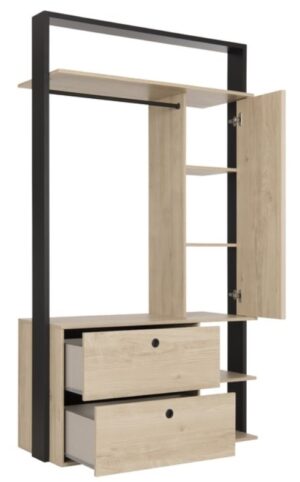 Duplex Ανοιχτή Ντουλάπα 115x45x200εκ. Black/Natural Chestnut