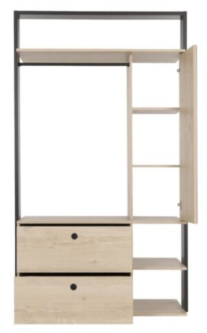 Duplex Ανοιχτή Ντουλάπα 115x45x200εκ. Black/Natural Chestnut