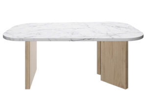 Quartz τραπεζάκι σαλονιού 105x58x39εκ. Natural chestnut / Marble