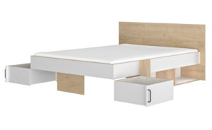 Swivel Κρεβάτι διπλό με αποθηκευτικούς χώρους 160x194εκ. ( για στρώμα 140x190εκ. ) Blond Oak / Λευκό