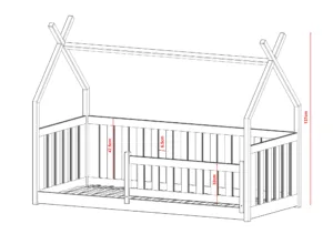 Παιδικό κρεβάτι Μονό Born για στρώμα 80x160cm Λευκό 168x87x137cm - LAN4563