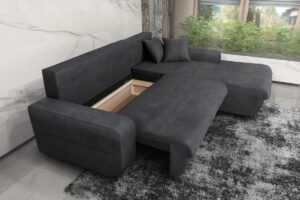 VIRGINIA Γωνιακός καναπές κρεβάτι με αποθηκευτικό χώρο 246x190εκ. MS08 Γκρι Δεξιά Γωνία