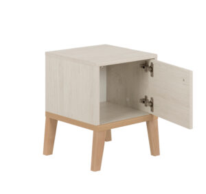 Alika κομοδίνο με 1 πόρτα 36x38x47εκ. Whitewashed Chestnut/Grey & Coral print