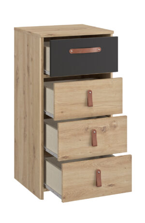 Arthus Συρταριέρα ψηλή με 4 συρτάρια 44x41x87εκ. Artisan Oak / Black