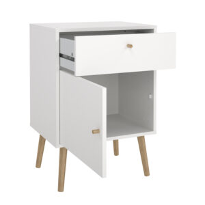 Bodo κομοδίνο με ένα συρτάρι και ένα ντουλάπι 50,2x39,1x72,1εκ. Λευκό