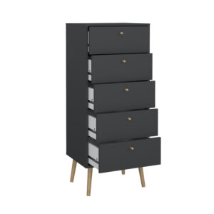 Bodo συρταριέρα ψηλή με 5 συρτάρια 50x39x120εκ Γκρι