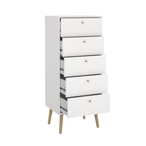 Bodo συρταριέρα ψηλή με 5 συρτάρια 50x39x120εκ. Λευκό