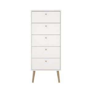Bodo συρταριέρα ψηλή με 5 συρτάρια 50x39x120εκ. Λευκό