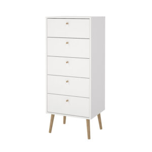 Bodo συρταριέρα ψηλή με 5 συρτάρια 50x39x120εκ. Λευκό