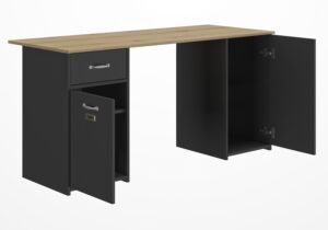Bristol Γραφείο με 2 ντουλάπια & 1 συρτάρι 150x60εκ. Helvezia Oak/Black