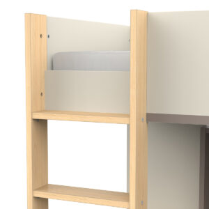 Camillia πολυμορφικό υπερυψωμένο κρεβάτι με σκάλα, γραφείο, βιβλιοθήκη & ντουλάπα 204x104x183εκ. ( για στρώμα 90x200εκ. ) Angora grey/Clay grey/Oak