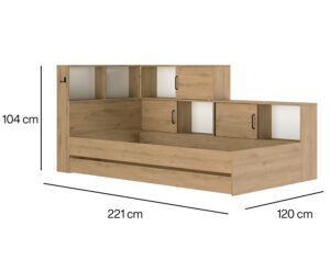 Erwan κρεβάτι μονό 120x221εκ. ( για στρώμα 90x200εκ. ) Artisan Oak με αποθηκευτικό συρτάρι